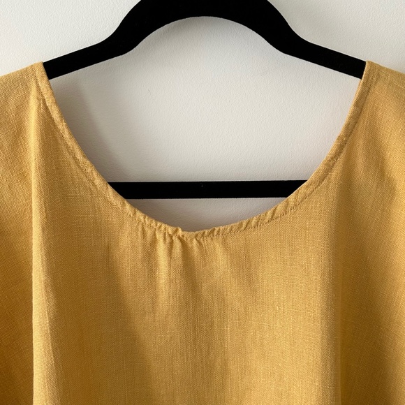 Golden Yellow Linen Midi Dress - Picture 14 of 16